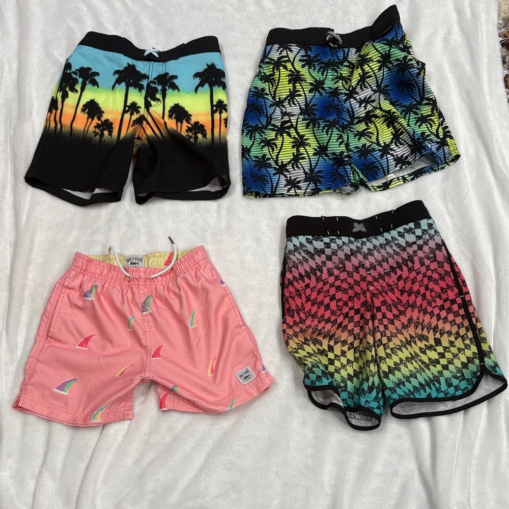 Kids Boys Palm & Sail Swim Shorts Swimsuit - Multi Color